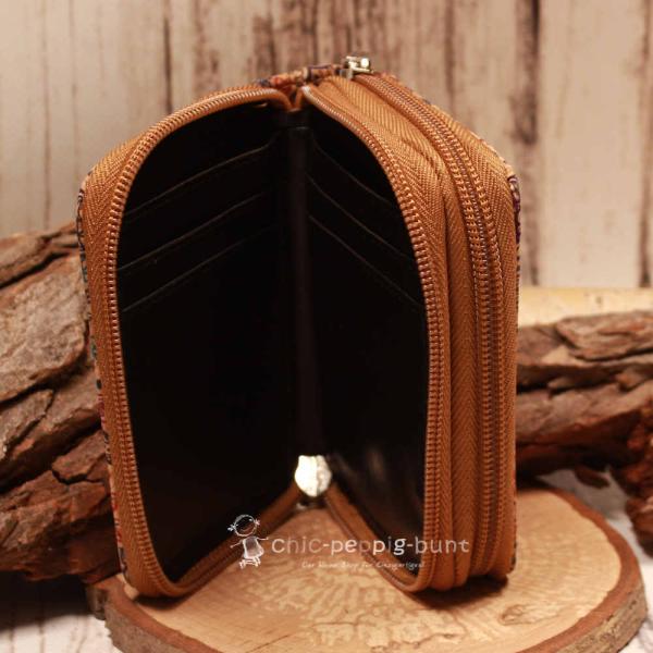 Geldbeutel klein - Kork braun Herzen Motiv bunt 16 Fächer